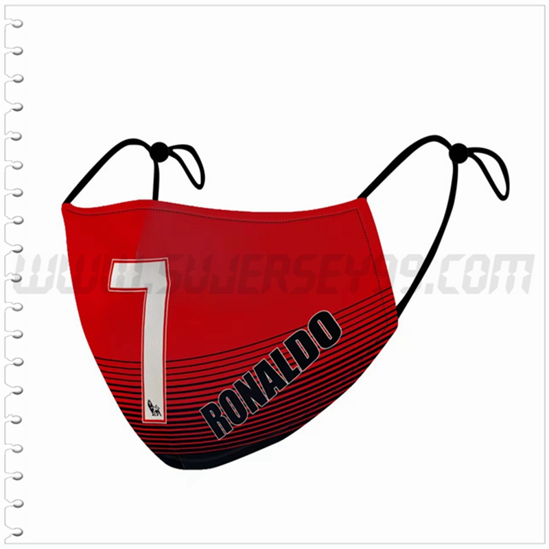 Nueva Mascara Futbol Ronaldo 7 Rojo/Negro Reutilizable