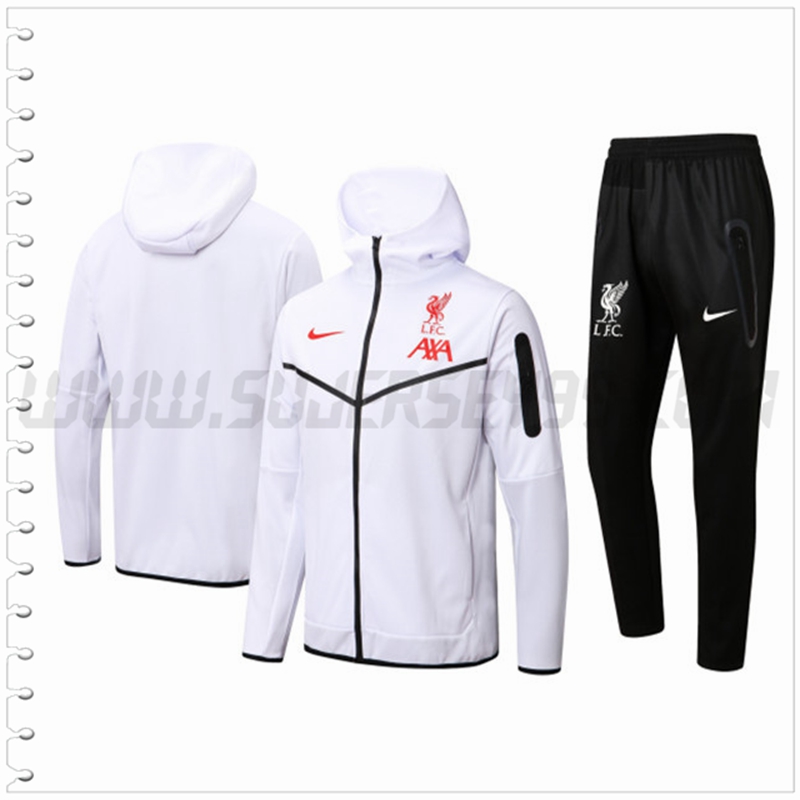 Chaqueta con Capucha Chandal del FC Liverpool Blanco 2022 2023