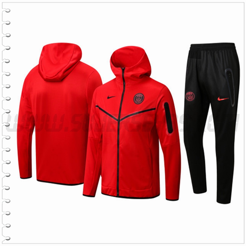 Chaqueta con Capucha Chandal del PSG Rojo 2022 2023