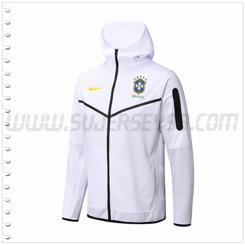 Chaqueta con Capucha Brasil Blanco 2022 2023