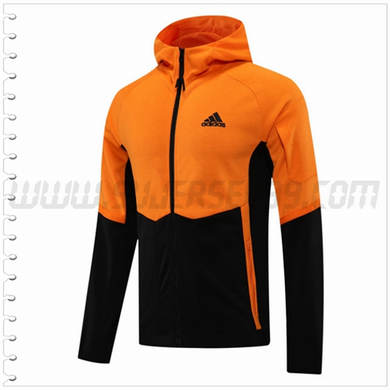 Chaqueta con Capucha Adidas Negro/Naranja 2022 2023