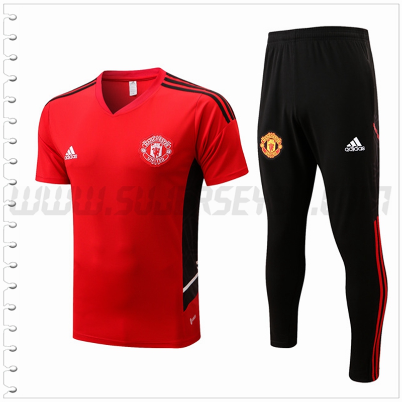 Camiseta Entrenamiento Manchester United + Pantalones Negro 2022 2023