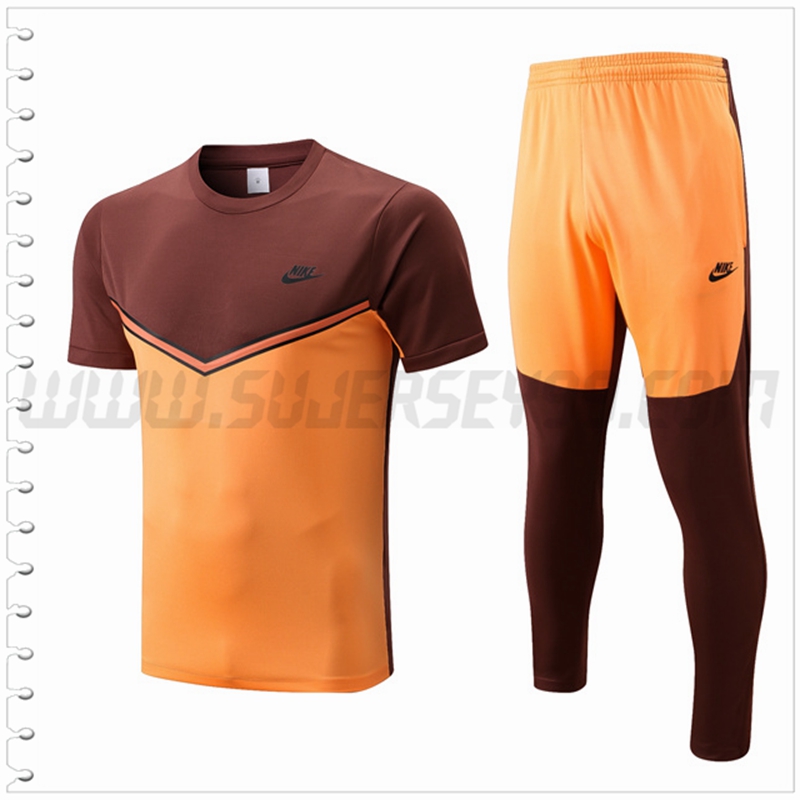 Camiseta Entrenamiento Nike + Pantalones Amarillo/Marrón 2022 2023