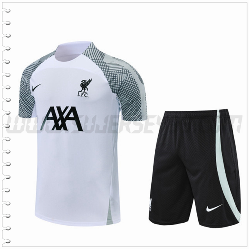 Camiseta Entrenamiento FC Liverpool + Pantalones Cortos Blanco 2022 2023