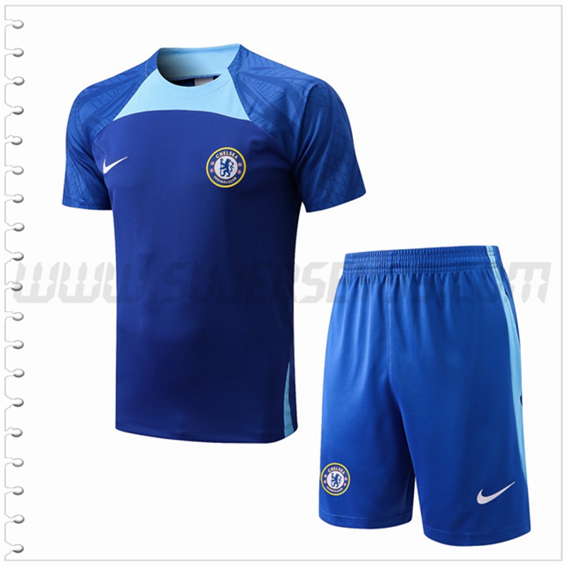 Camiseta Entrenamiento FC Chelsea + Pantalones Cortos Azul 2022 2023