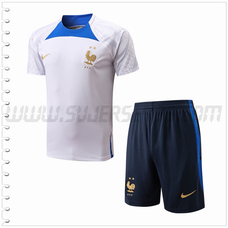 Camiseta Entrenamiento Francia + Pantalones Cortos Blanco 2022 2023