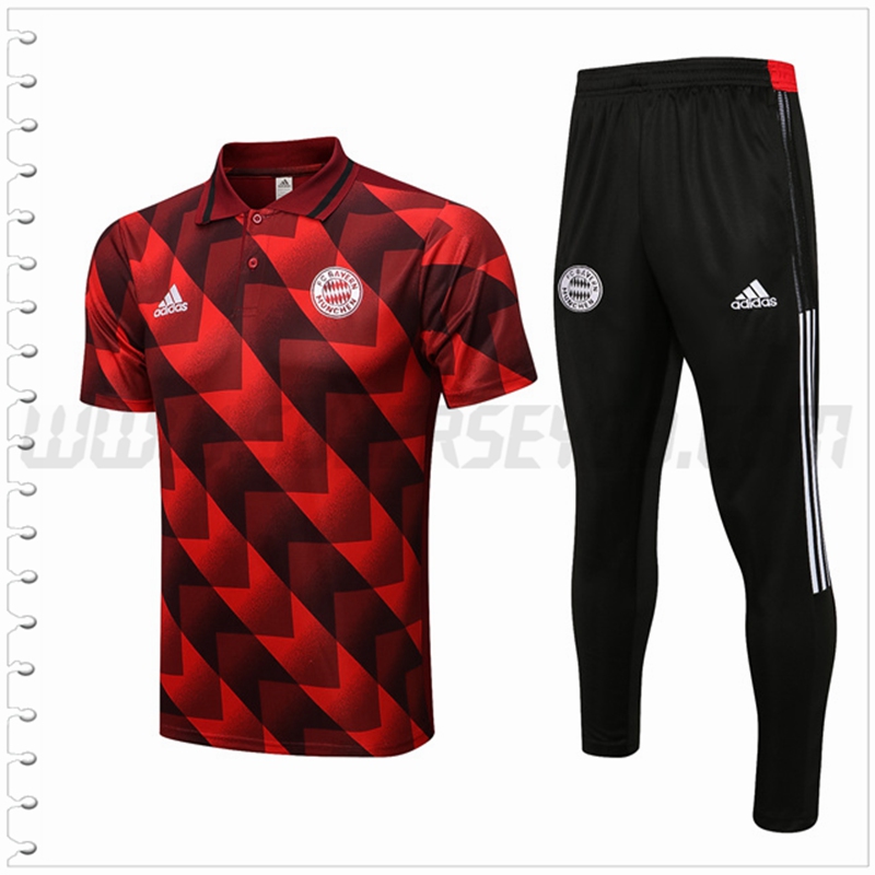 Polo Futbol Bayern Munich + Pantalones Rojo/Negro 2022 2023