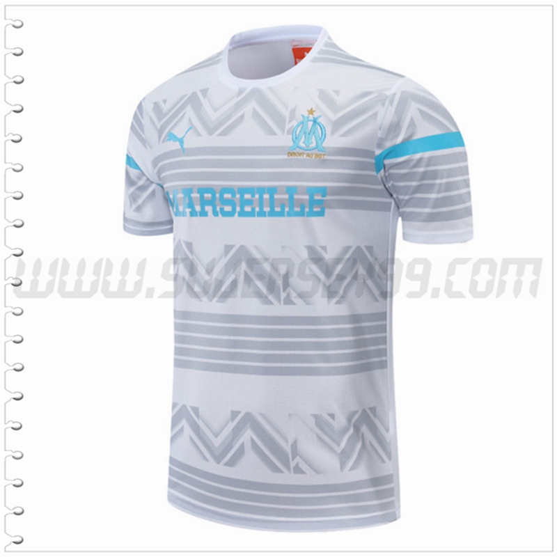 Camiseta Entrenamiento Marsella OM Blanco/Gris 2022 2023