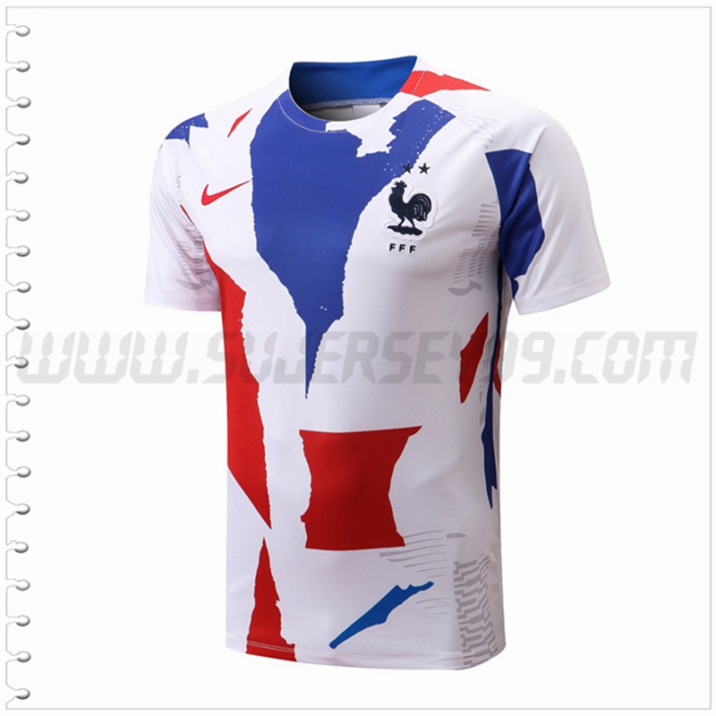 Camiseta Entrenamiento Francia Blanco/Azul/Rojo 2022 2023