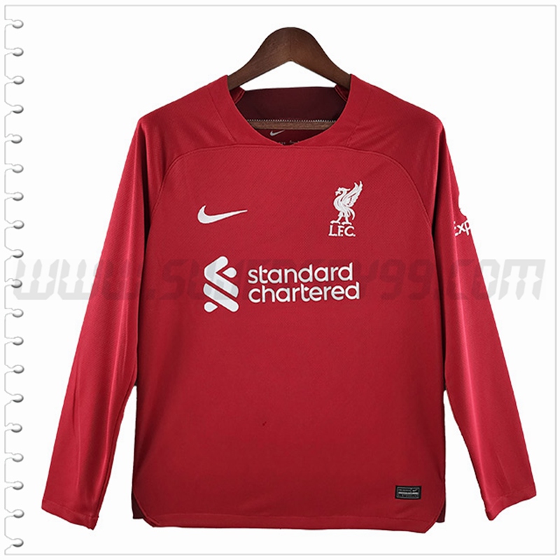 Primera Camiseta Futbol FC Liverpool Manga Larga 2022 2023