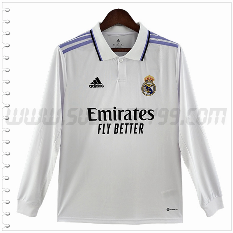 Primera Camiseta Futbol Real Madrid Manga Larga 2022 2023