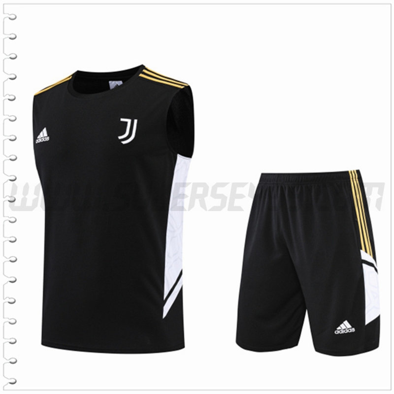 Camiseta Entrenamiento Sin Mangas Juventus + Pantalones Cortos Negro 2022 2023