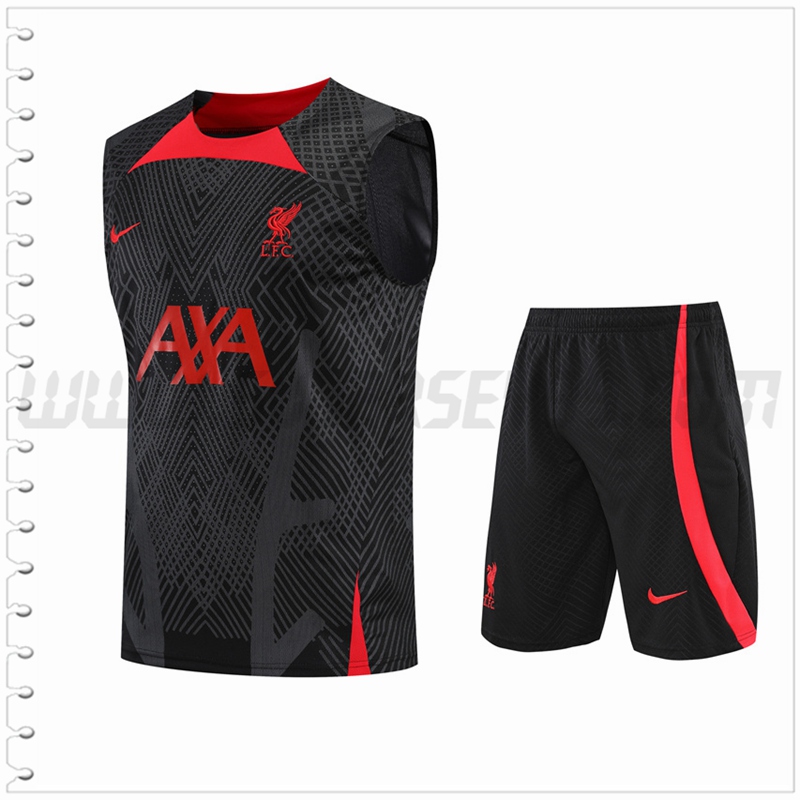 Camiseta Entrenamiento Sin Mangas FC Liverpool + Pantalones Cortos Negro 2022 2023