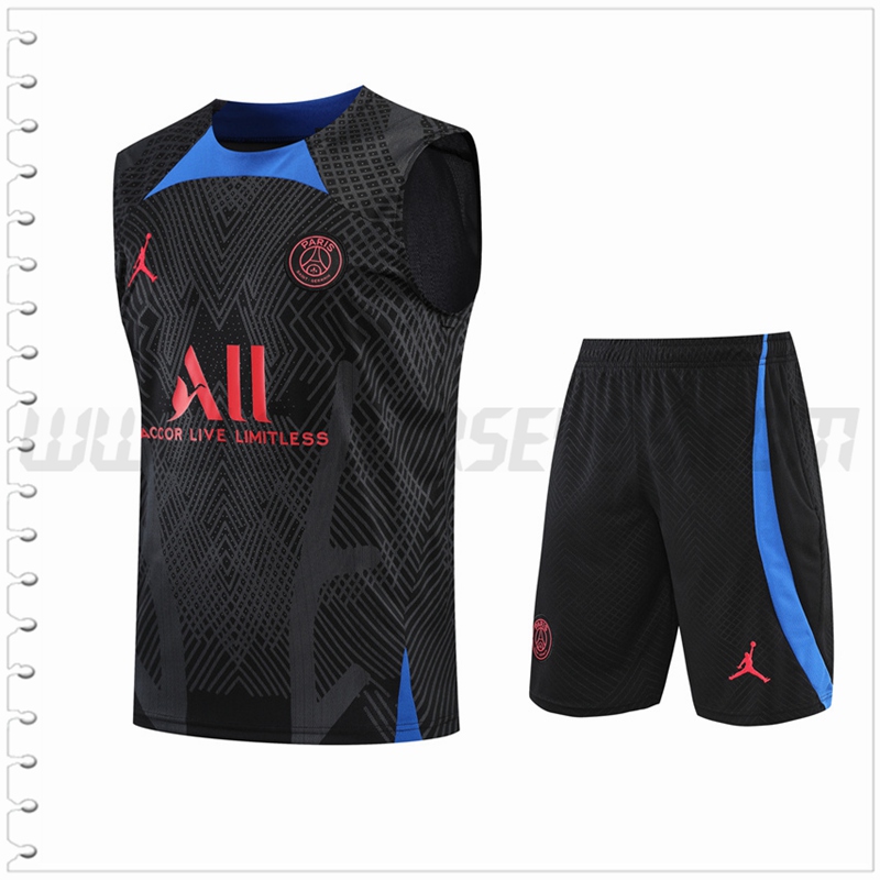 Camiseta Entrenamiento Sin Mangas PSG + Pantalones Cortos Negro 2022 2023