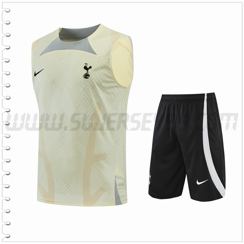 Camiseta Entrenamiento Sin Mangas Tottenham Hotspur + Pantalones Cortos Amarillo 2022 2023