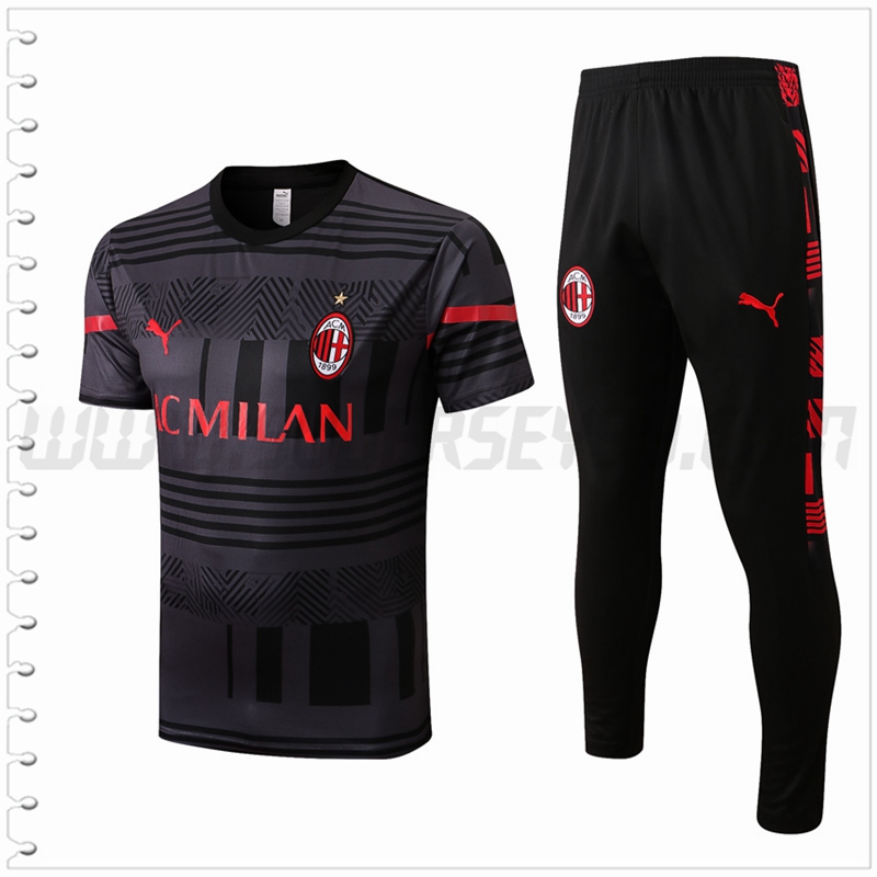 Camiseta Entrenamiento AC Milan + Pantalones Negro 2022 2023