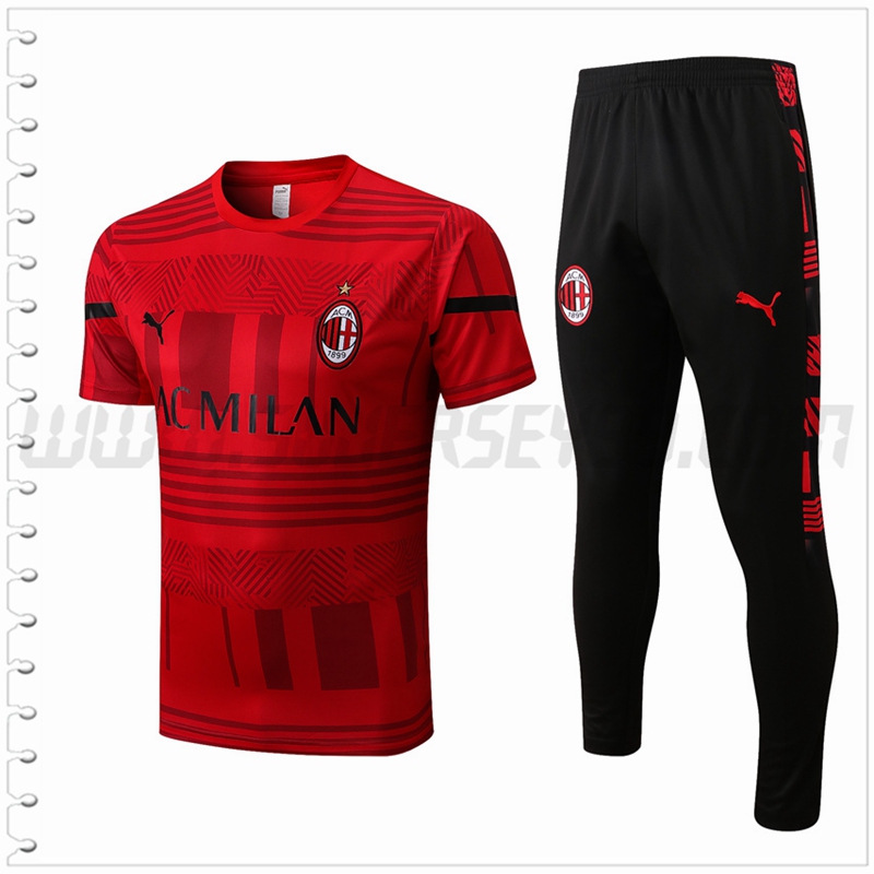 Camiseta Entrenamiento AC Milan + Pantalones Rojo 2022 2023