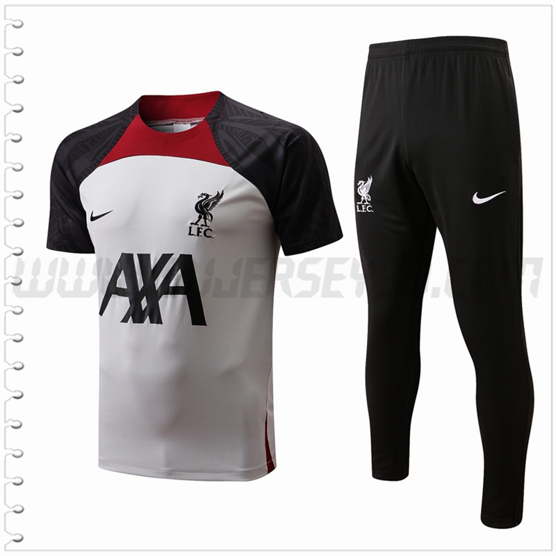 Camiseta Entrenamiento FC Liverpool + Pantalones Negro/Blanco 2022 2023