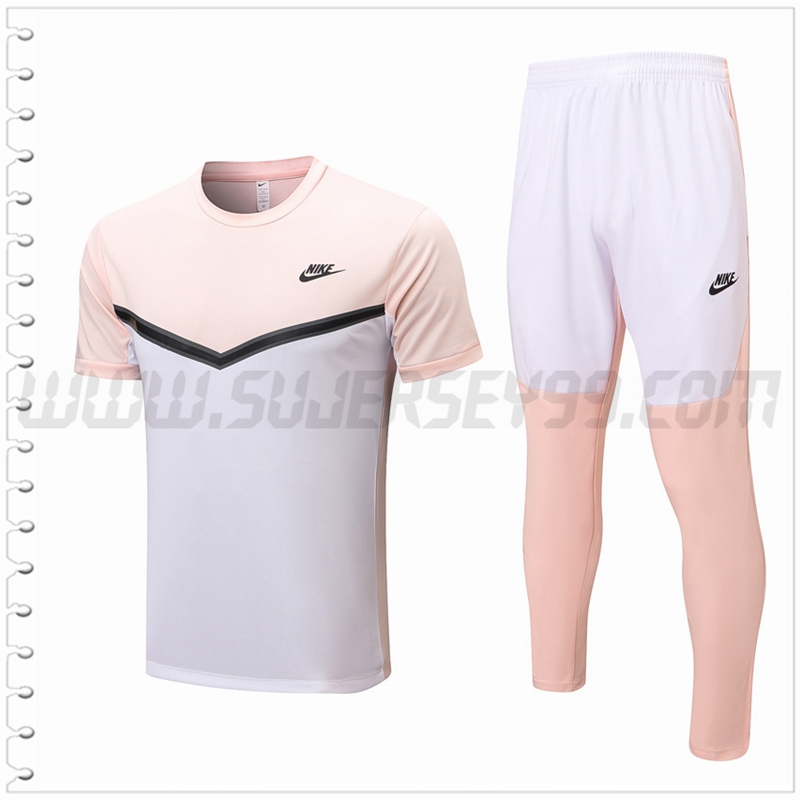 Camiseta Entrenamiento Nike + Pantalones Rosa/Blanco 2022 2023