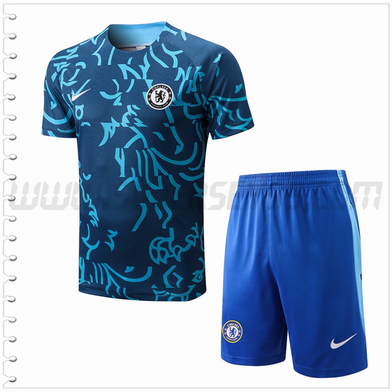 Camiseta Entrenamiento FC Chelsea + Pantalones Cortos Azul 2022 2023