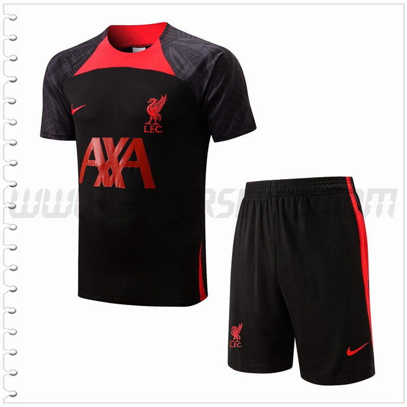 Camiseta Entrenamiento FC Liverpool + Pantalones Cortos Negro 2022 2023