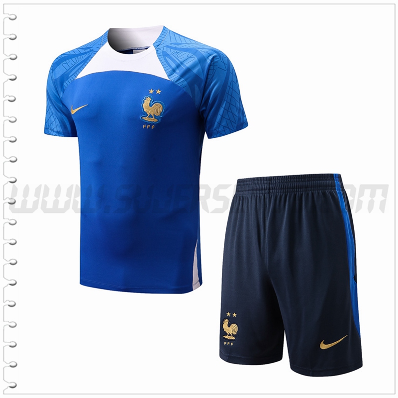 Camiseta Entrenamiento Francia + Pantalones Cortos Azul 2022 2023