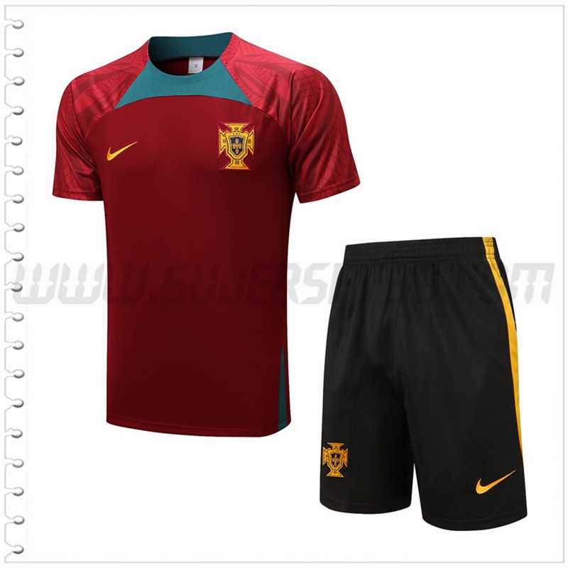 Camiseta Entrenamiento Portugal + Pantalones Cortos Rojo 2022 2023