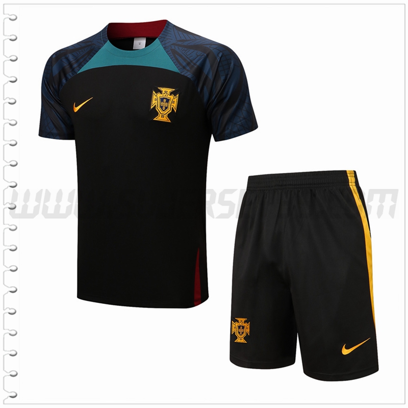 Camiseta Entrenamiento Portugal + Pantalones Cortos Negro 2022 2023