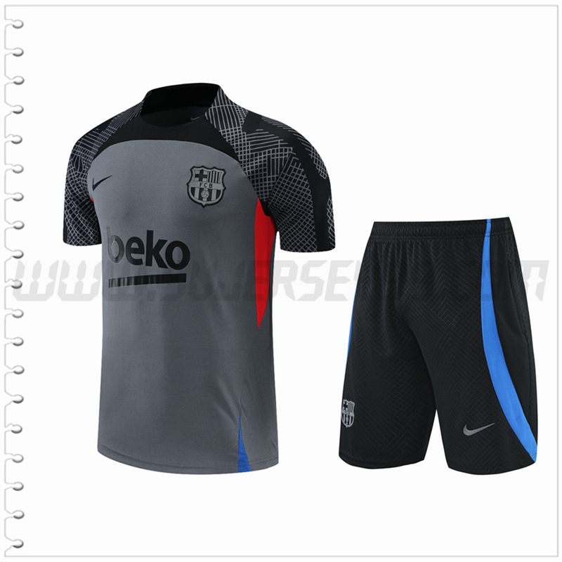 Camiseta Entrenamiento FC Barcelona + Pantalones Cortos Gris 2022 2023