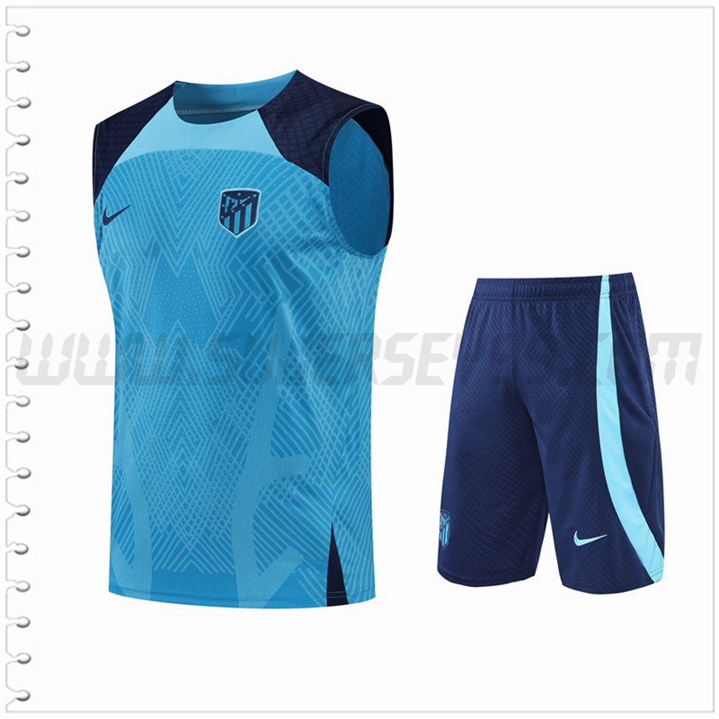 Camiseta Entrenamiento Sin Mangas Atletico Madrid + Pantalones Cortos Azul 2022 2023