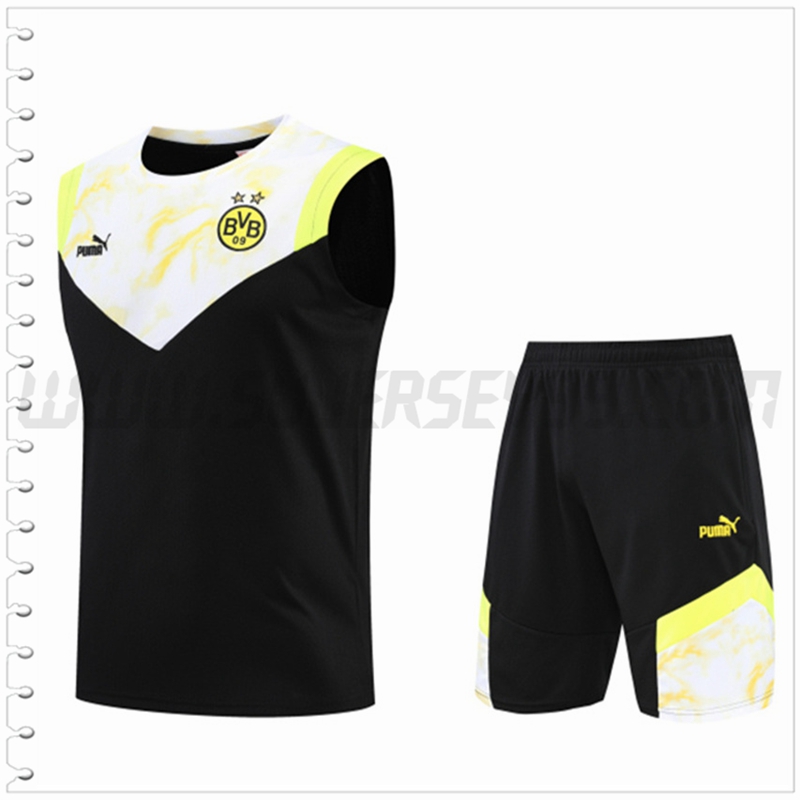 Camiseta Entrenamiento Sin Mangas Dortmund + Pantalones Cortos Negro 2022 2023