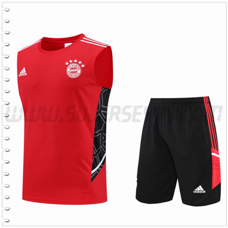 Camiseta Entrenamiento Sin Mangas Bayern Munich + Pantalones Cortos Rojo 2022 2023