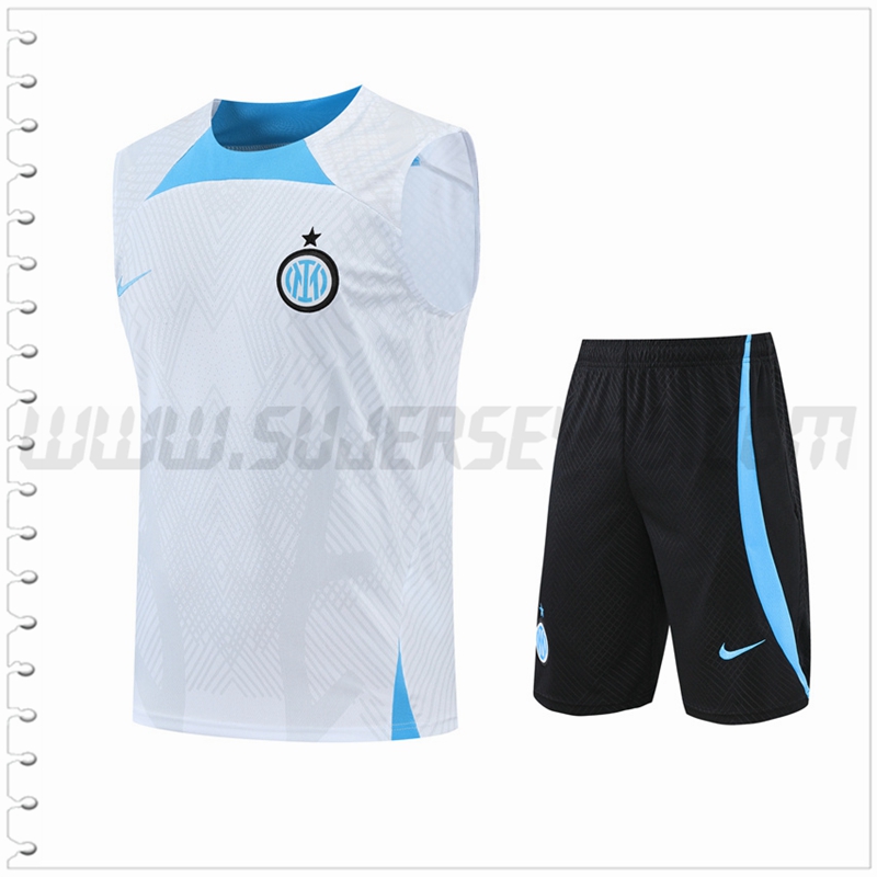 Camiseta Entrenamiento Sin Mangas Inter Milan + Pantalones Cortos Blanco 2022 2023