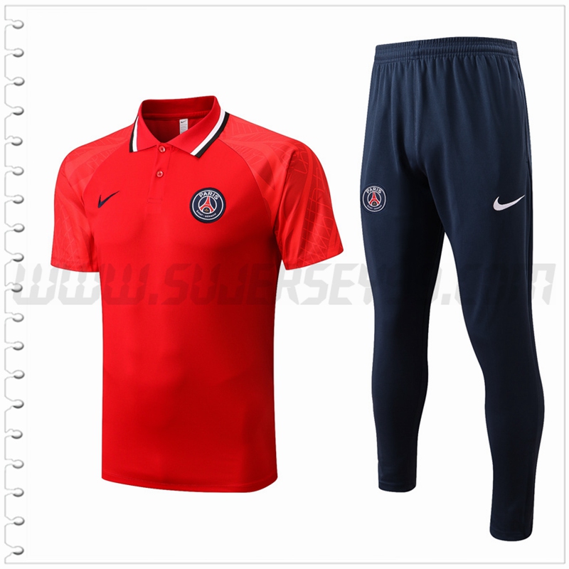 Polo Futbol PSG + Pantalones Rojo 2022 2023