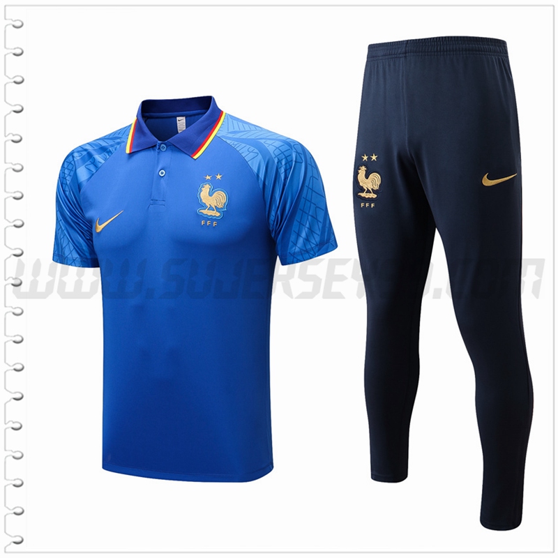 Polo Futbol Francia + Pantalones Azul 2022 2023