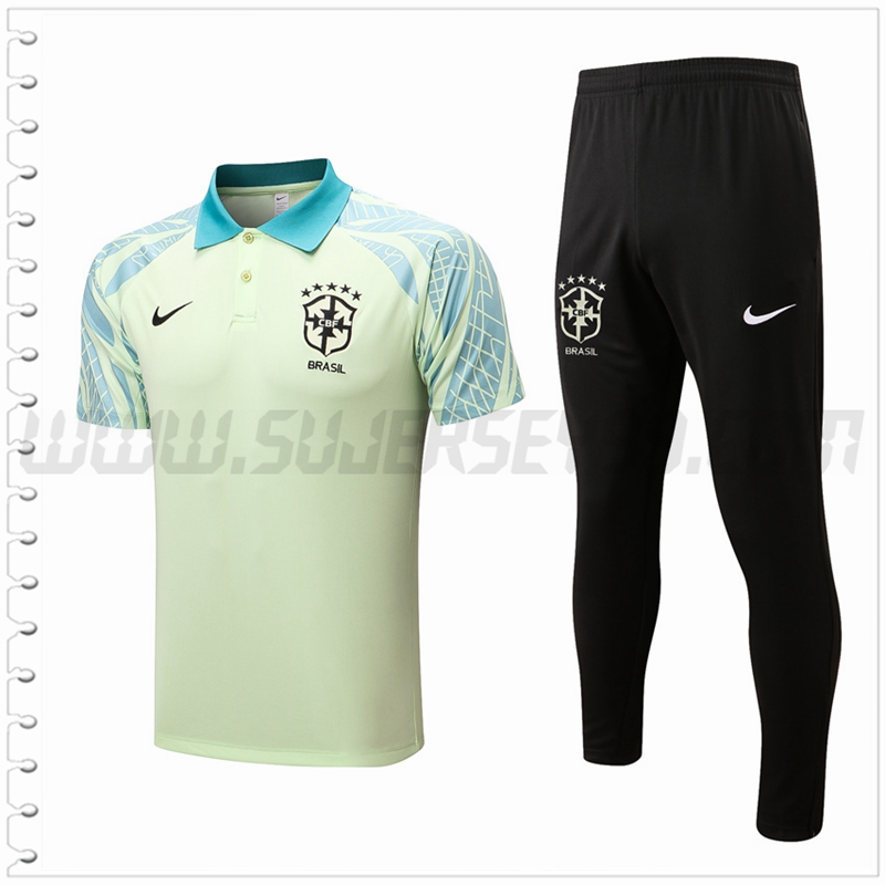 Polo Futbol Brasil + Pantalones Verde 2022 2023