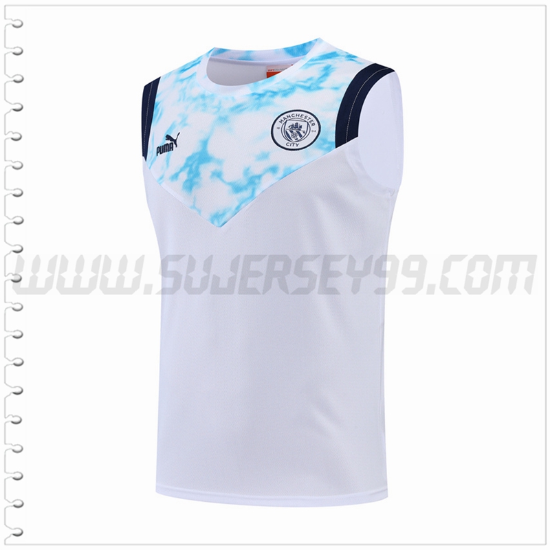 Camiseta Entrenamiento Sin Mangas Manchester City Blanco 2022 2023