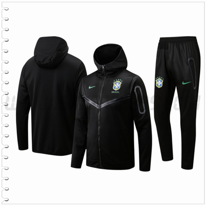 Chaqueta con Capucha Chandal del Brasil Negro 2022 2023