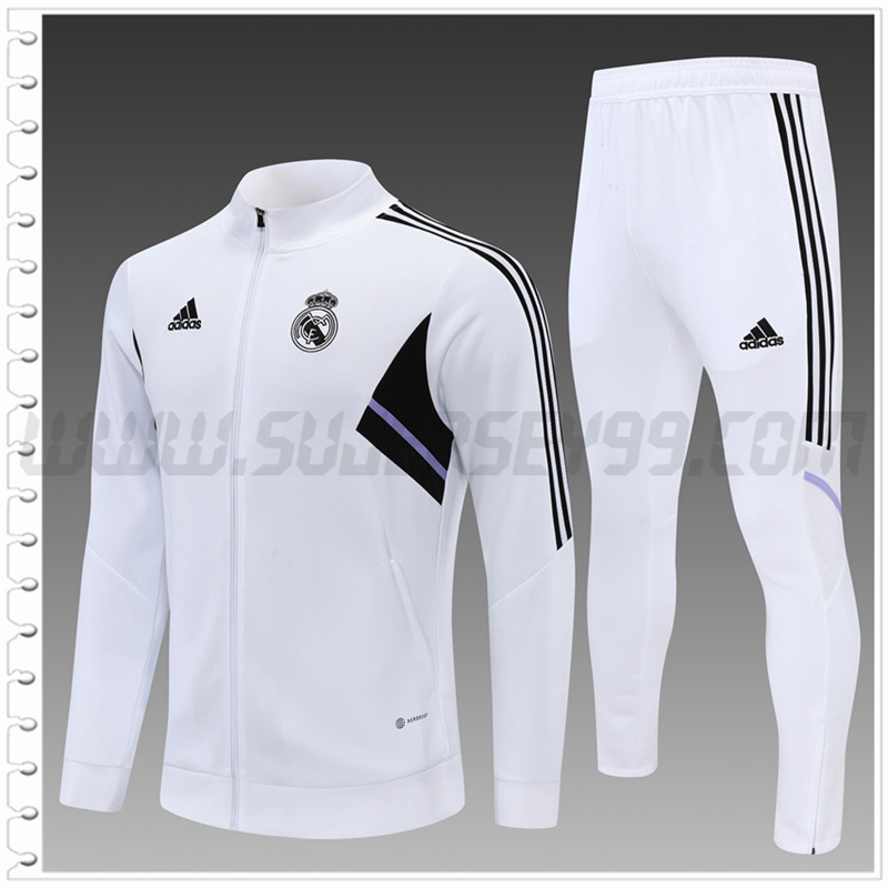 Chaqueta Chandal del Real Madrid Ninos Blanco 2022 2023