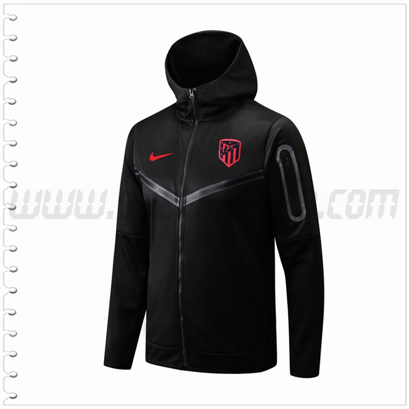 Chaqueta con Capucha Atletico Madrid Negro 2022 2023