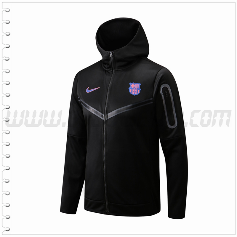 Chaqueta con Capucha FC Barcelona Negro 2022 2023