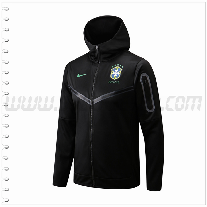 Chaqueta con Capucha Brasil Negro 2022 2023