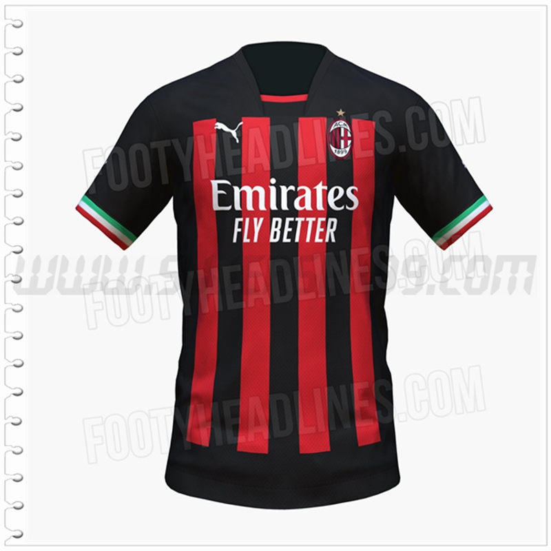 Primera Camiseta Futbol AC Milan 2022 2023