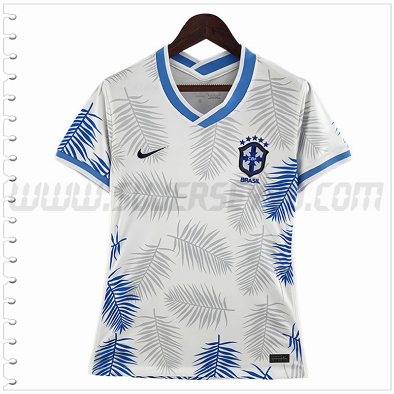 Camiseta Futbol Brasil Mujer Blanco Edicion Clasica 2022 2023