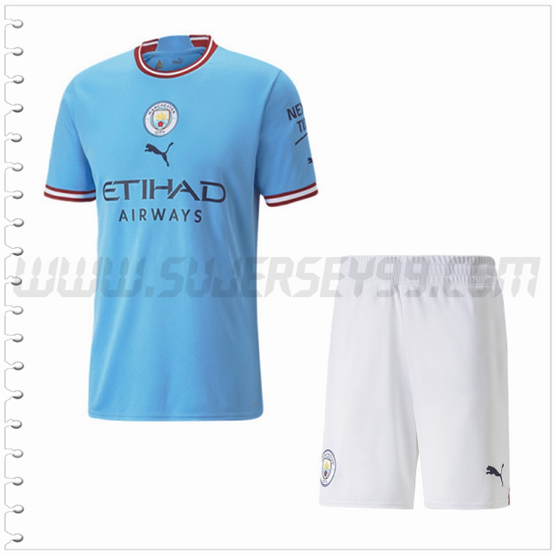 Primera Equipacion del Manchester City + Pantalones Cortos 2022 2023