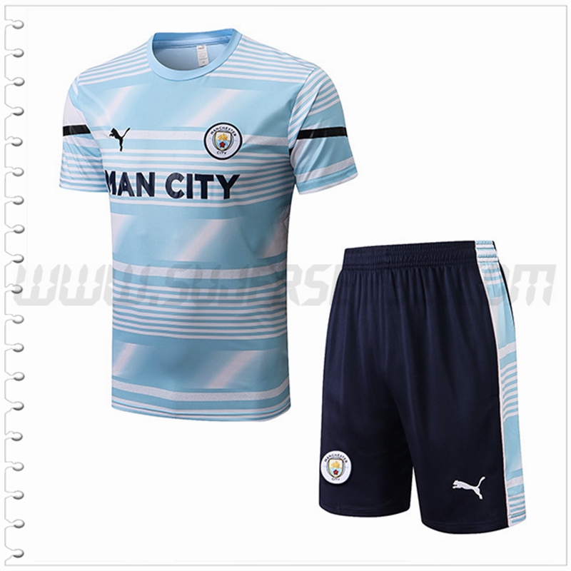 Camiseta Entrenamiento Manchester City + Pantalones Cortos Azul 2022 2023