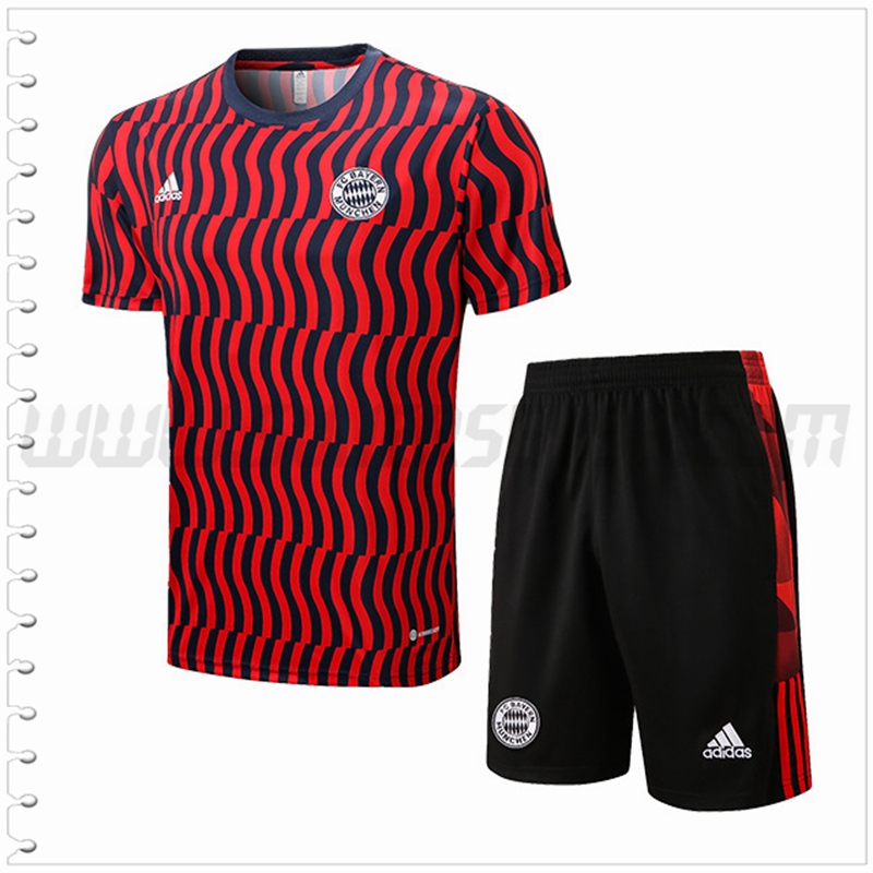 Camiseta Entrenamiento Bayern Munich + Pantalones Cortos Negro/Rojo 2022 2023