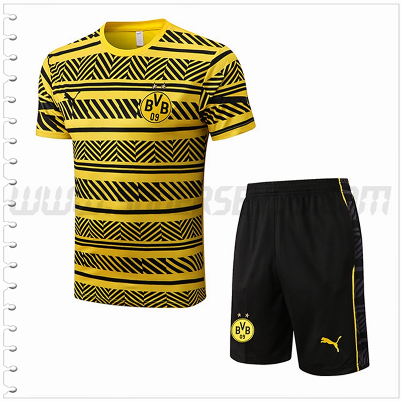 Camiseta Entrenamiento Dortmund + Pantalones Cortos Amarillo/Negro 2022 2023