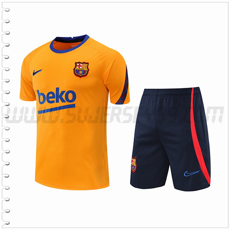 Camiseta Entrenamiento FC Barcelona + Pantalones Cortos Amarillo 2022 2023