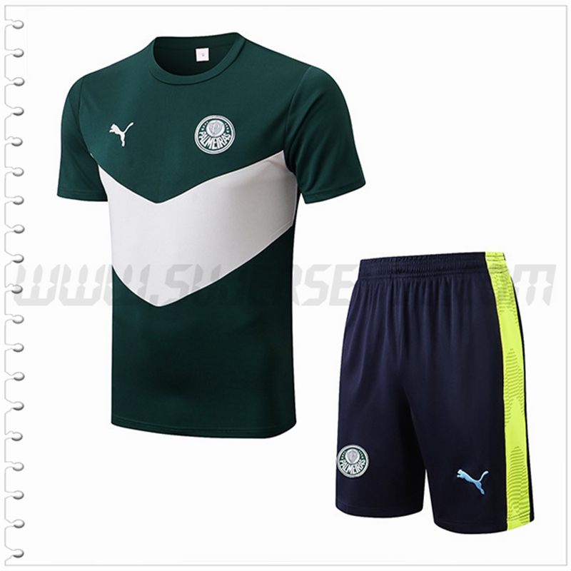 Camiseta Entrenamiento Palmeiras + Pantalones Cortos Verde/Blanco 2022 2023